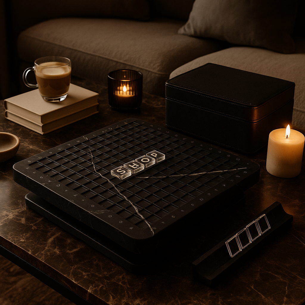 The Obsidian - Black Marble Scrabble Game Set