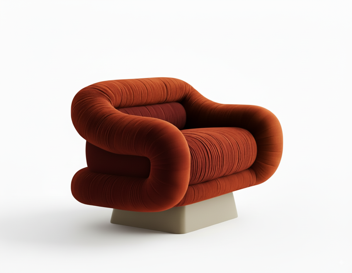 The Foxy Chair Burgundy - Modern Pleated Velvet Swivel Chair