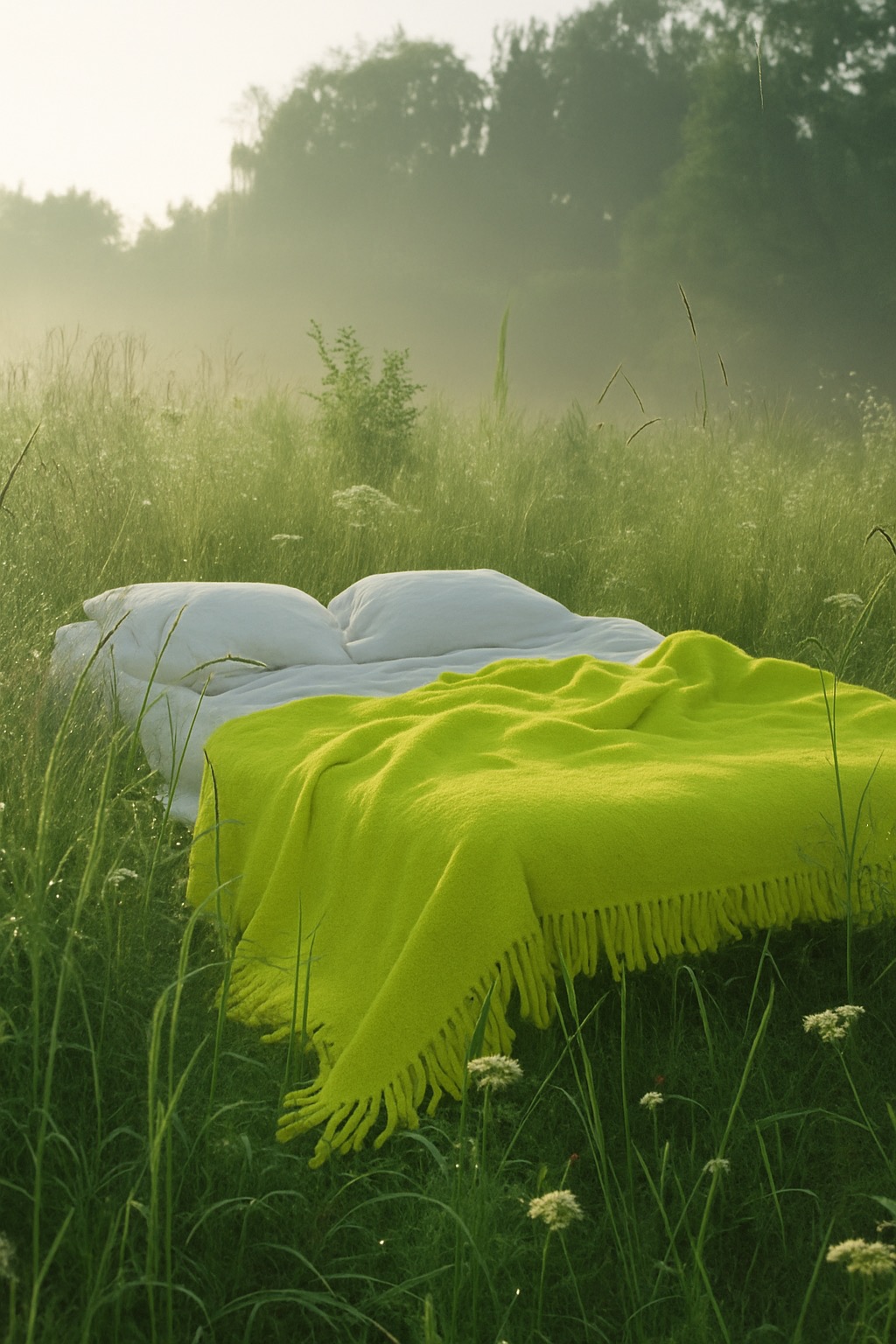 Chartreuse Fringe Bedspread
