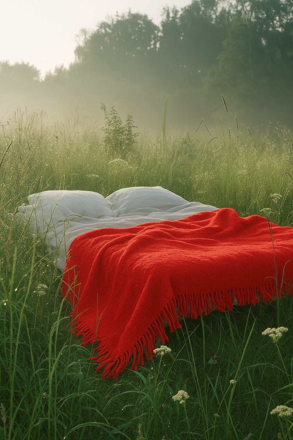 Vermillion Orange Fringe Bedspread